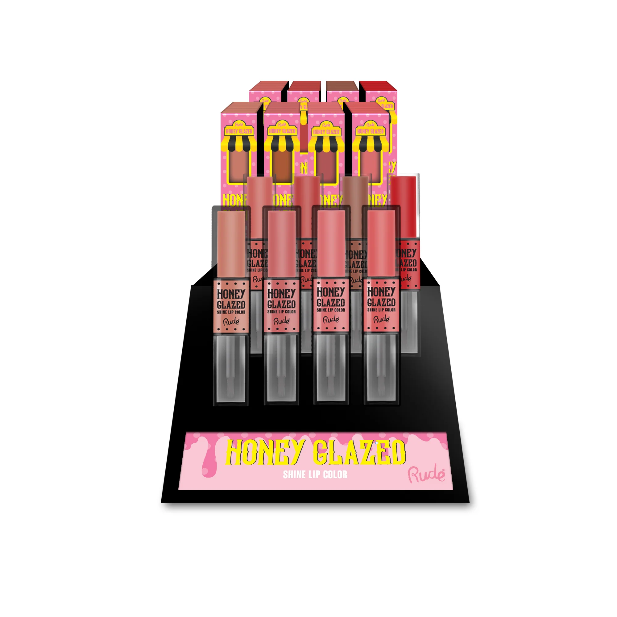 Honey Glazed Shine Lip Color Display Set, 64 pcs