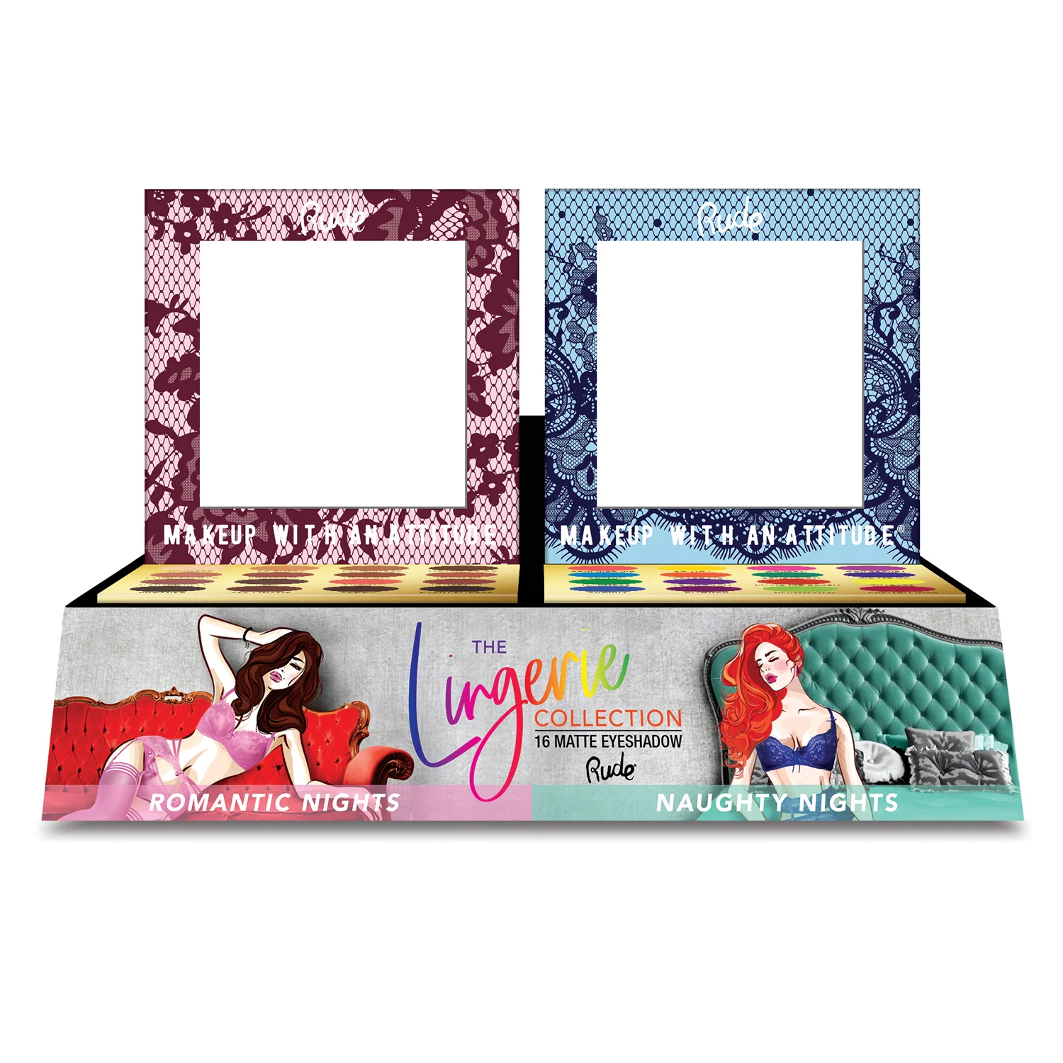 Lingerie Collection Eyeshadow Palette Display Set, 12pcs