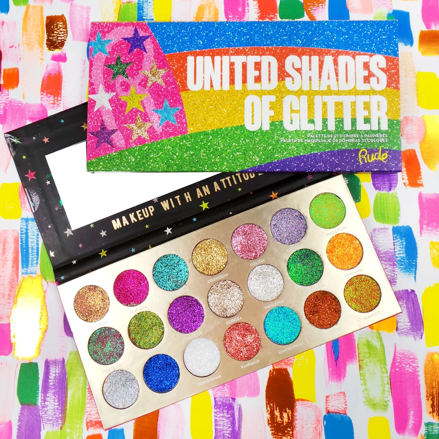United Shades of Glitter Pressed Glitter Palette Display Set, 12pcs - Image 2