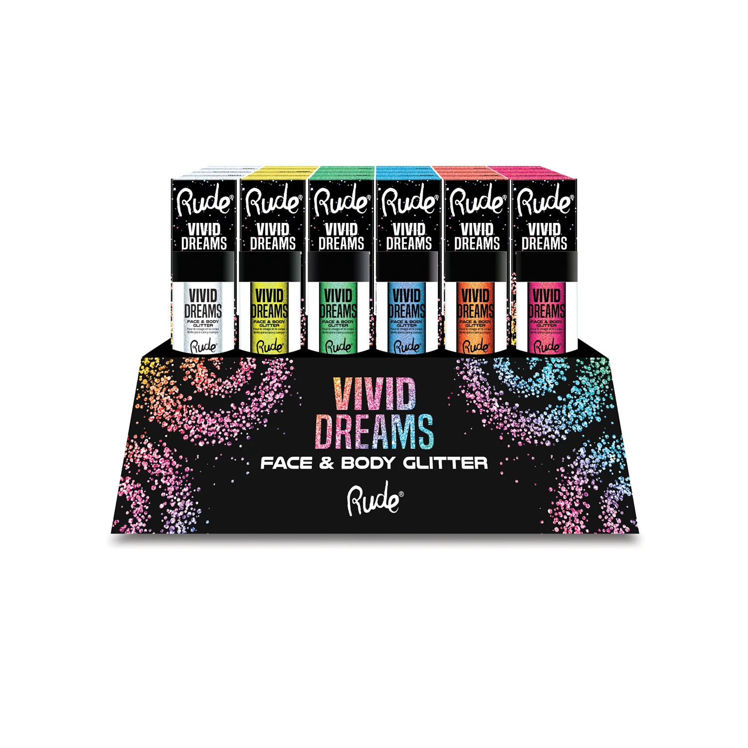 Vivid Dreams Face and Body Glitter Display Set, 48pcs